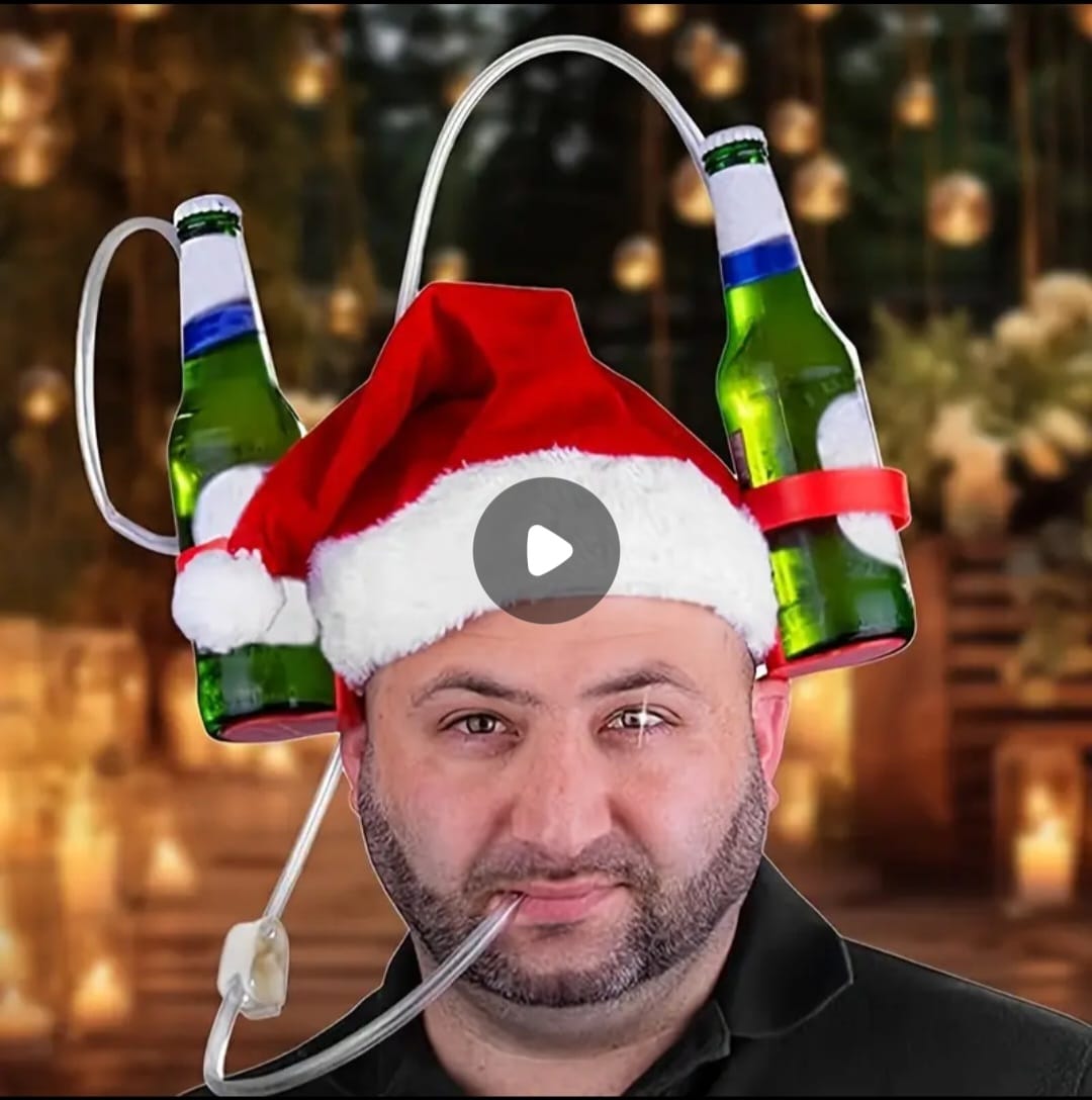 Festive Christmas drink Hat with Straws